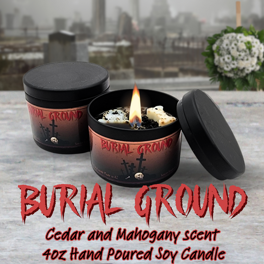 Burial Ground soy candle campfire scented candle macabre candle housewarming gift cedar mahogany candle gothic home decor macabre gift