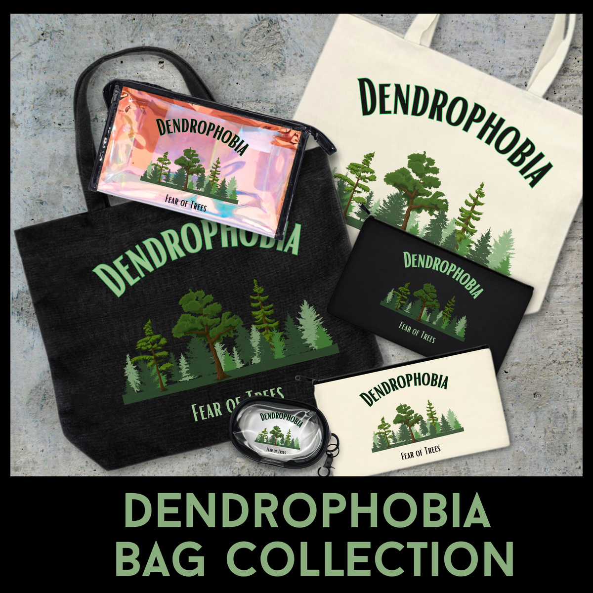 Dendrophobia Bag Collection – Tree Lover Tote, Botanical Pouch & Stash Case