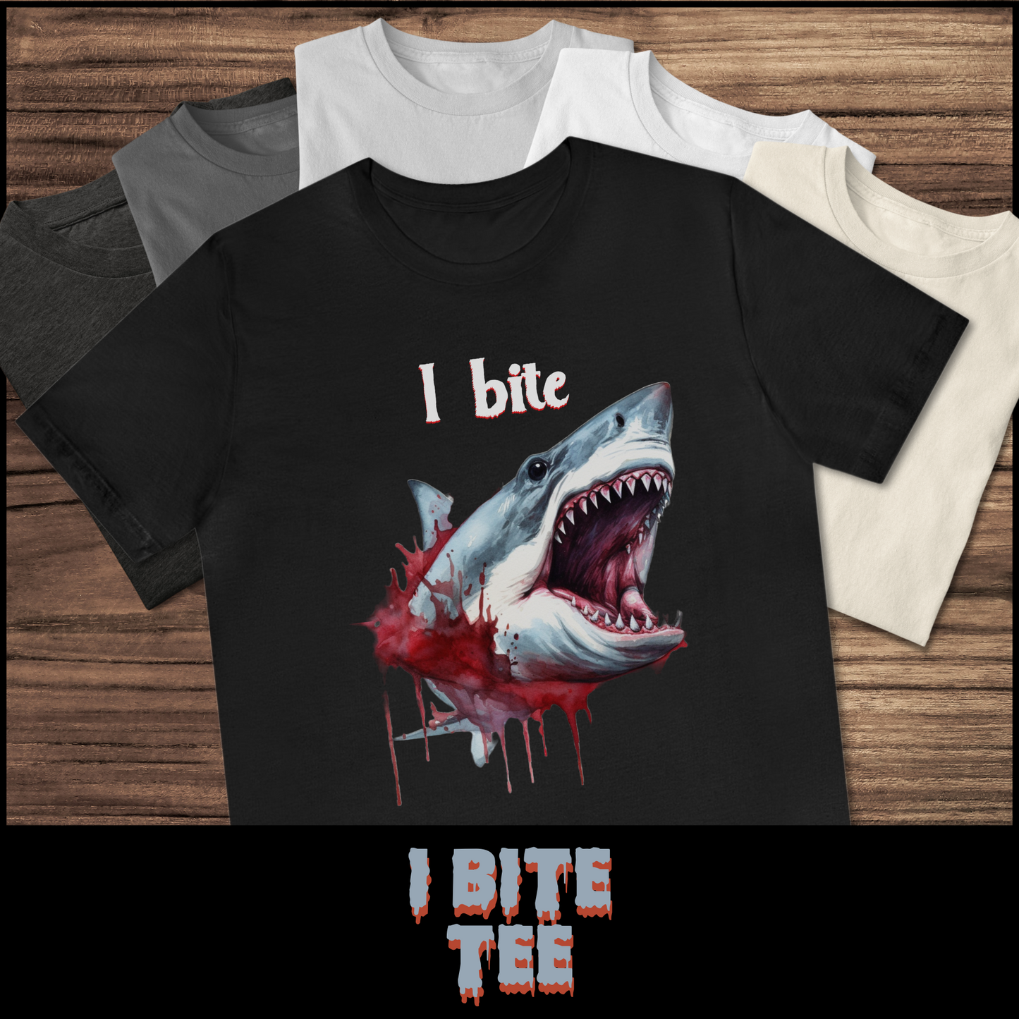 I Bite Shark tee unisex Shark attack horror tshirt for her Bloody Shark tee gift Great White Shark tee for her summer shark tshirt gift