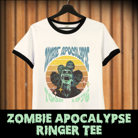 Zombie Apocalypse Ringer Tee womens retro horror ringer tshirt 70s horror zombie tee gift for her ladies horror ringer tee