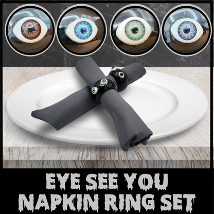 EYE See You acrylic napkin ring set, Spooky Decor, Halloween decor, Gothic decor, gothic napkin ring set, halloween napkin rings, housewarming gift