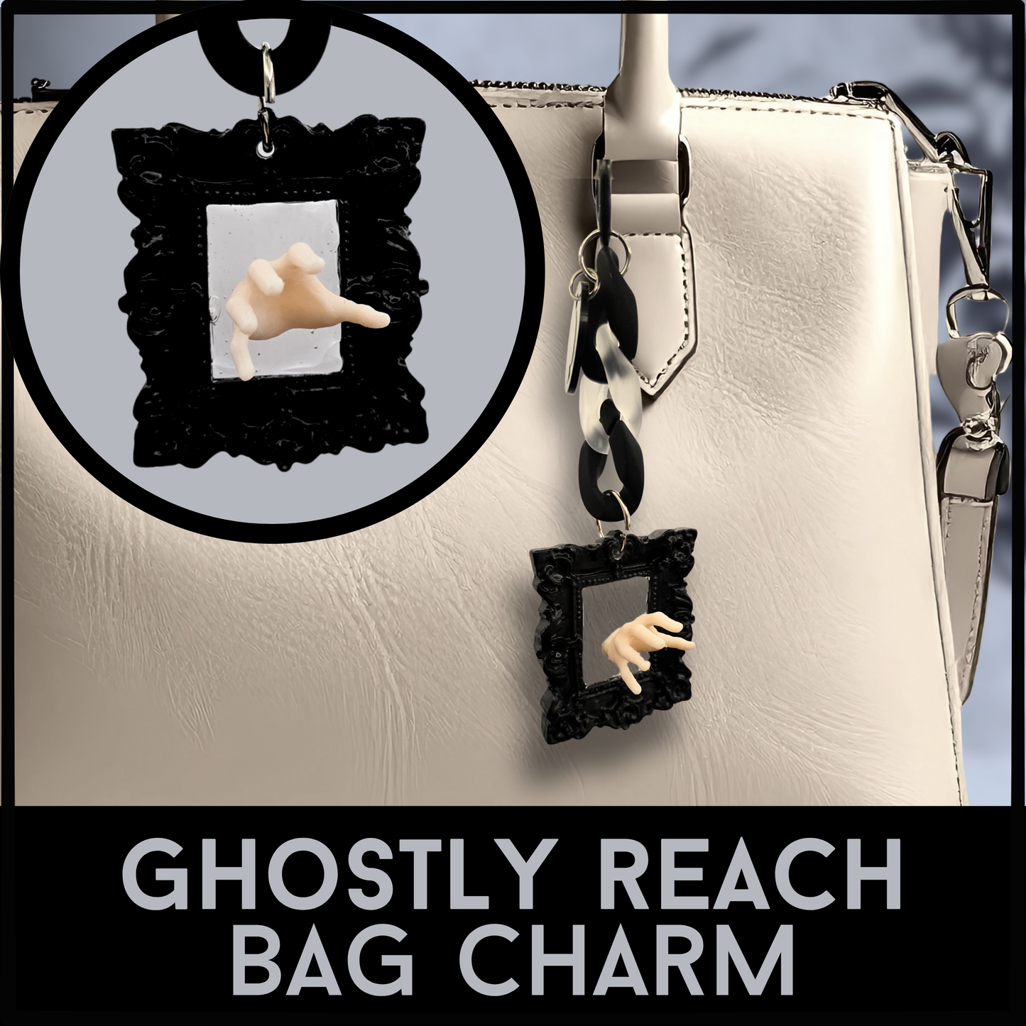 Ghostly Reach Mirror Bag Charm | Handmade Horror Purse Charm