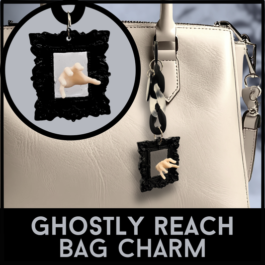 Ghostly Reach Mirror Bag Charm | Handmade Horror Purse Charm