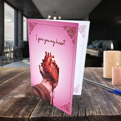 I Give You My Heart Valentines Day card gory valentine card anniversary card for him dark humor love card Horror Valentine card for her