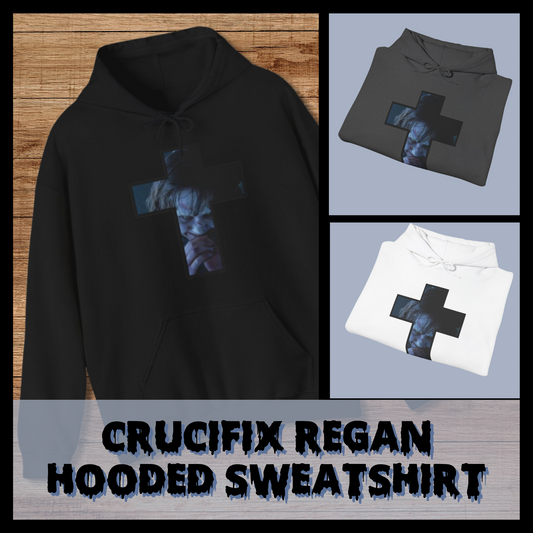 Crucifix Regan Hooded Sweatshirt Exorcist hoodie horror hoodie horror sweatshirt gift for her crucifix hoodie horror fan gift for him