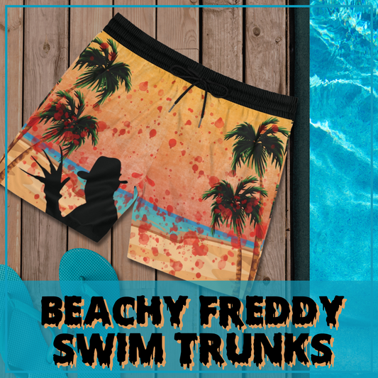 Beachy Freddy men's swim trunks Nightmare on Elm Street inpired swim shorts horror themed swim trunks gift for him Freddy horror swim trunks horror