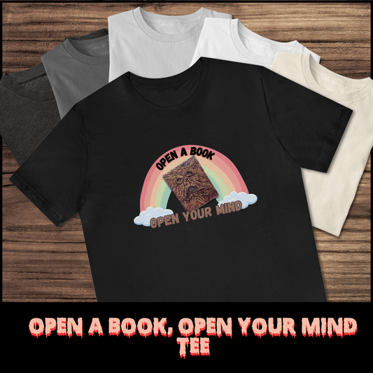 Open a Book Open your Mind tee unisex horror tshirt for her horror fan tee gift Necronomicon tee for him horror graphic tee Evil Dead movie tshirt