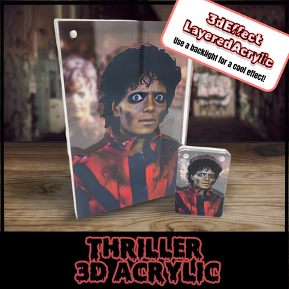 Thriller 3D effect Layered acrylic magnetic image horror movie gift magnetic photo frame Michael Jackson photo acrylic gift for horror fan