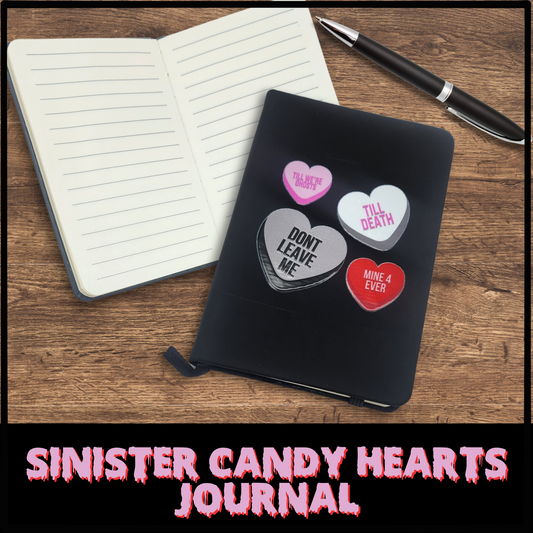 Sinister Candy Hearts Journal horror movie log book horror fan gift gothic diary gift for her punk horror notebook gift for her love journal for couple