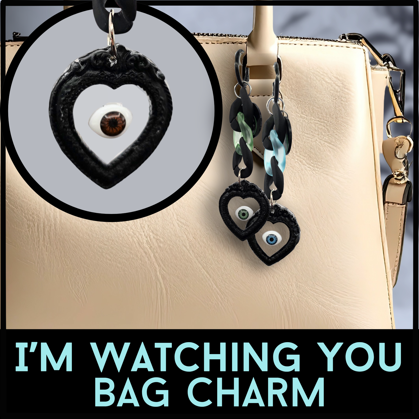 I'm Watching You Eye Bag Charm | Handmade Gothic Purse Charm