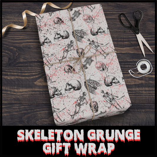 Skeleton Grunge Gift Wrap Gothic Horror skulls gift wrap grunge gothic gift wrap birthday gift wrap gothic gift wrapping paper