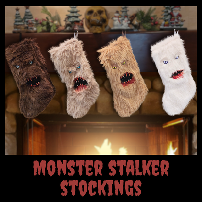 Monster Stalker Stocking | Faux Fur Monster Christmas Stocking | Horror Creepmas Décor | Handmade | 18" stocking