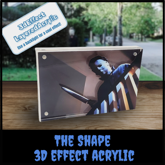 The Shape 3D Effect Acrylic | Michael Myers Halloween Scene | Horror Layered Art Display | Light Base or Tealight Add-On