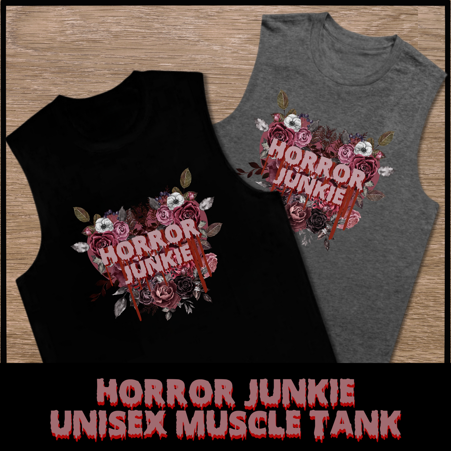 Horror Junkie Muscle Tank unisex muscle tee horror fan gift for her horror heart graphic tee