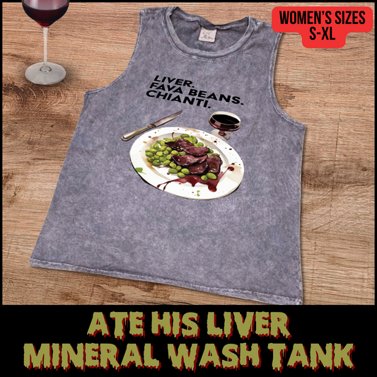 Ate His Liver women's muscle tank mineral wash horror tank top for her Hannibal horror shirt for her horror sleeveless tank