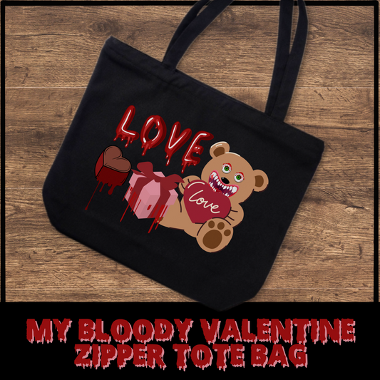 My Bloody Valentine Zippered tote bag gift for horror fan reusable shopping tote Valentine horror tote bag gift for her