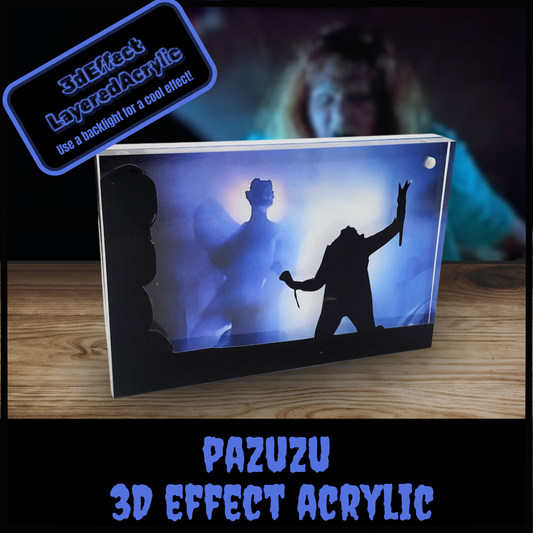 Pazuzu 3D Effect Acrylic | The Exorcist Horror Scene Art | Regan Possession Shadow Display | Light Base or Tealight Add-On
