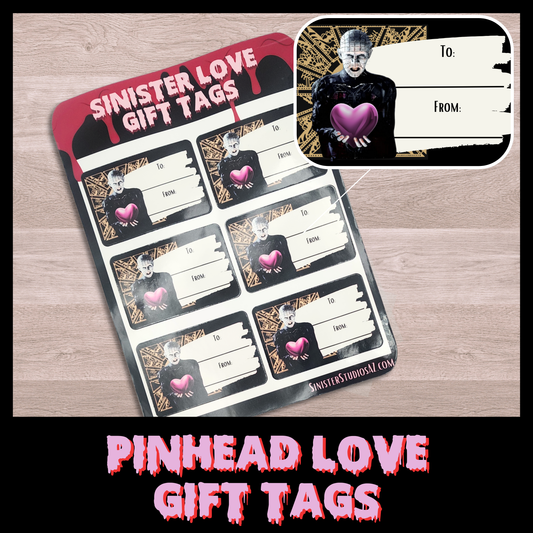 Pinhead Love Gift Tags Valentines gift Anniversary hellraiser gift tags horror love hearts gift wrap tags punk valentines gift