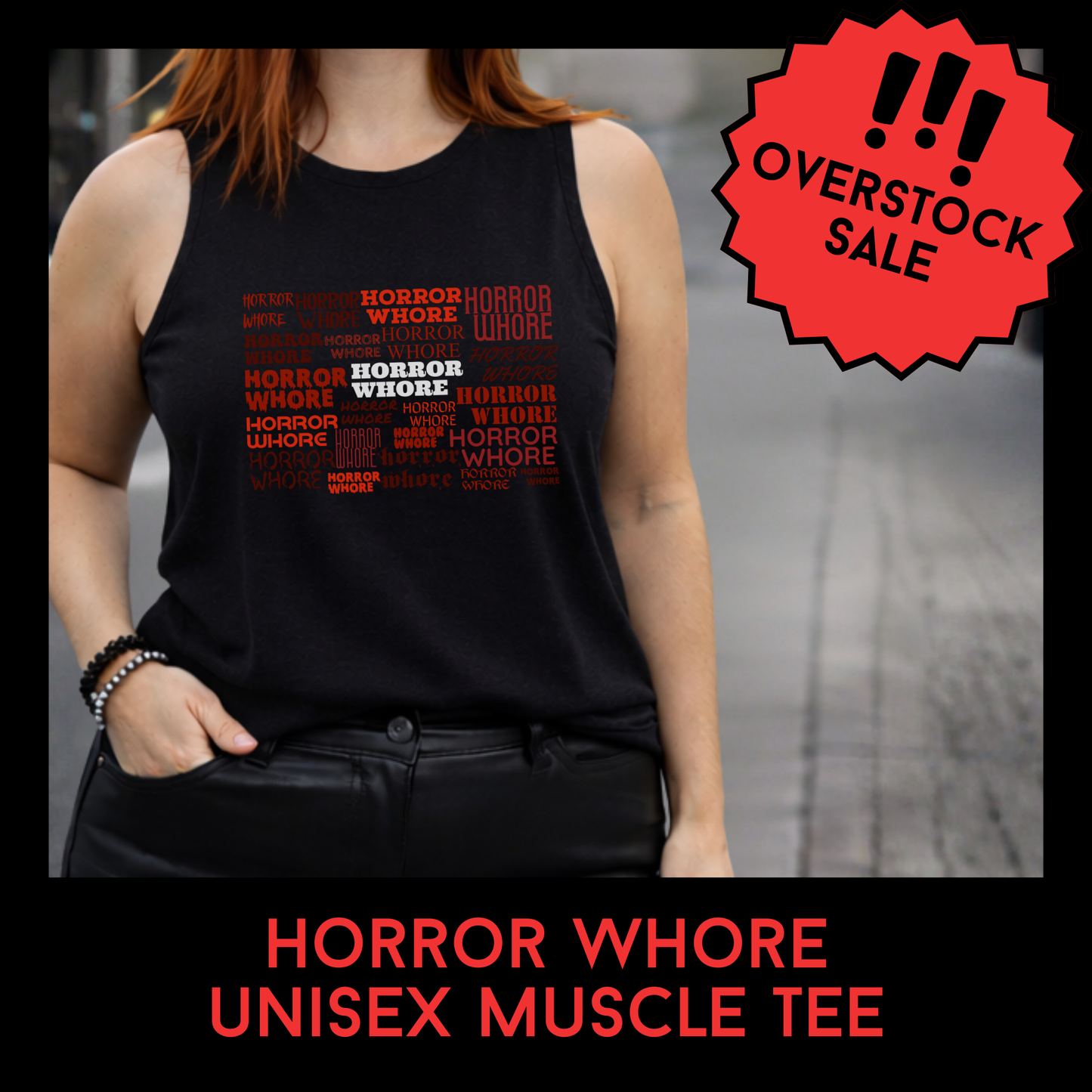 Horror Whore Unisex Muscle Tank – Bella + Canvas Sleeveless Horror Graphic Shirt – Gothic Alternative Tank Overstock Sale $22