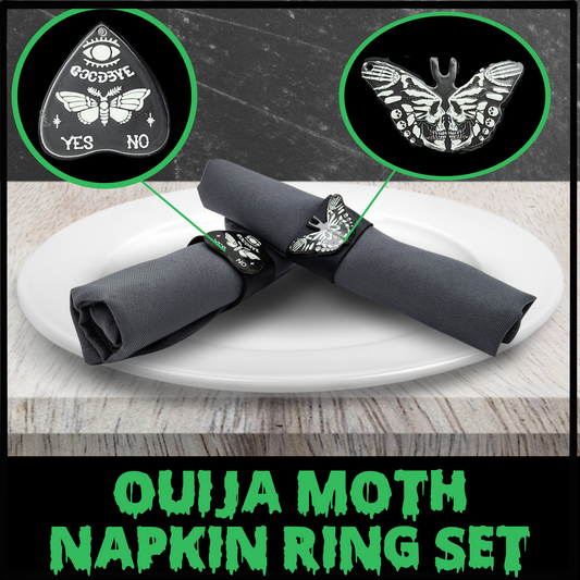 Ouija Moth Faux leather napkin ring set, Spooky Decor, Halloween decor, Gothic decor, gothic napkin ring set, halloween napkin rings, housewarming gift