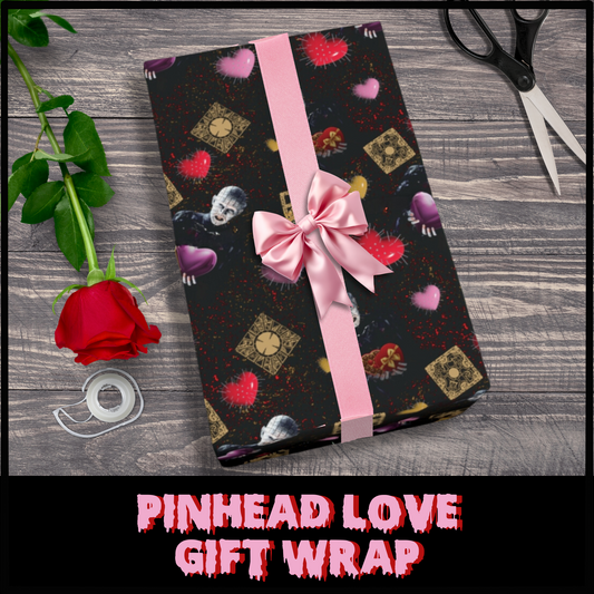 Pinhead Love Gift Wrap | Horror Valentine Wrapping Paper | Hellraiser-Inspired Creepy Cute Gift Wrap