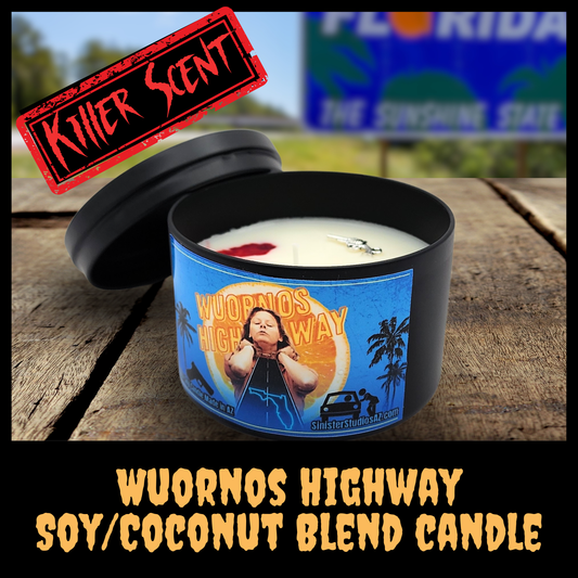 Wuornos Highway soy coconut wax candle Citrus Orange scented candle serial killer Aileen Wuornos candle housewarming gift true crime home decor gift for her