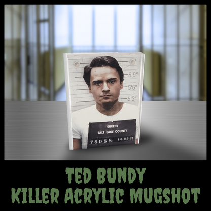 Ted Bundy Killer Acrylic Mugshot serial killer mugshot home decor true crime office decor serial killer gift (Copy)