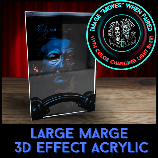 Large Marge Inspired 3D Effect Acrylic – Color Reactive Horror Illusion Art Display with Optional RGB LED Light Base