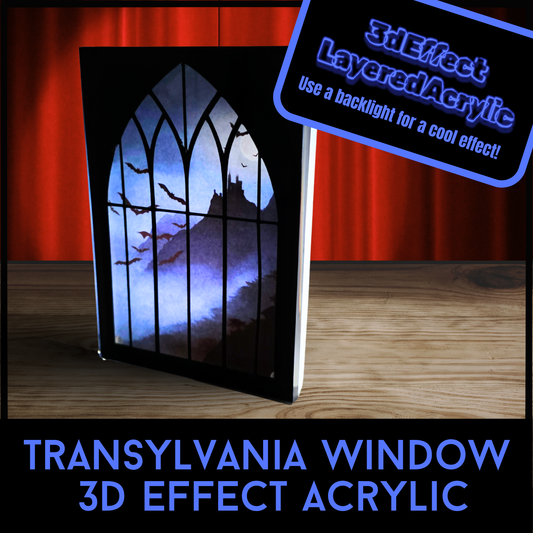Transylvania Window 3D Effect Acrylic Gothic Castle Décor