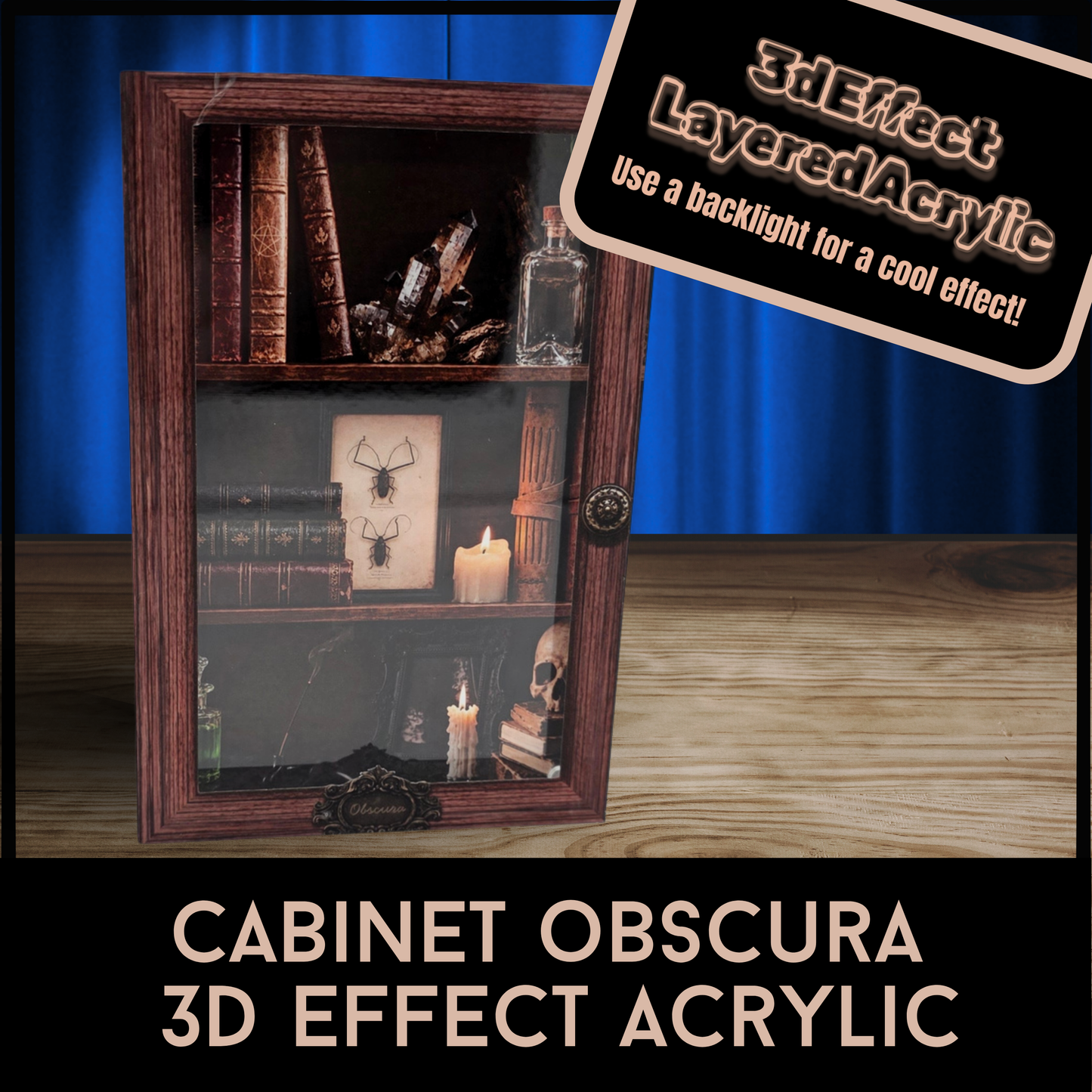Cabinet Obscura 3D Effect Acrylic | Gothic Curiosity Cabinet Decor