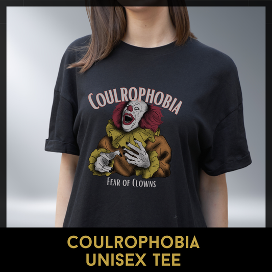 Coulrophobia Unisex Horror T Shirt Fear of Clowns Graphic Tee Creepy Circus Art Shirt Halloween Goth Comfort Colors 1717