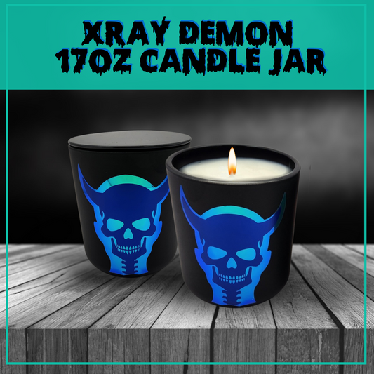 X-ray Demon 17oz soy candle jar with lid spooky candle gift for her horror housewarming candle gift Halloween metallic candle devil horns gift anniversary candle gift