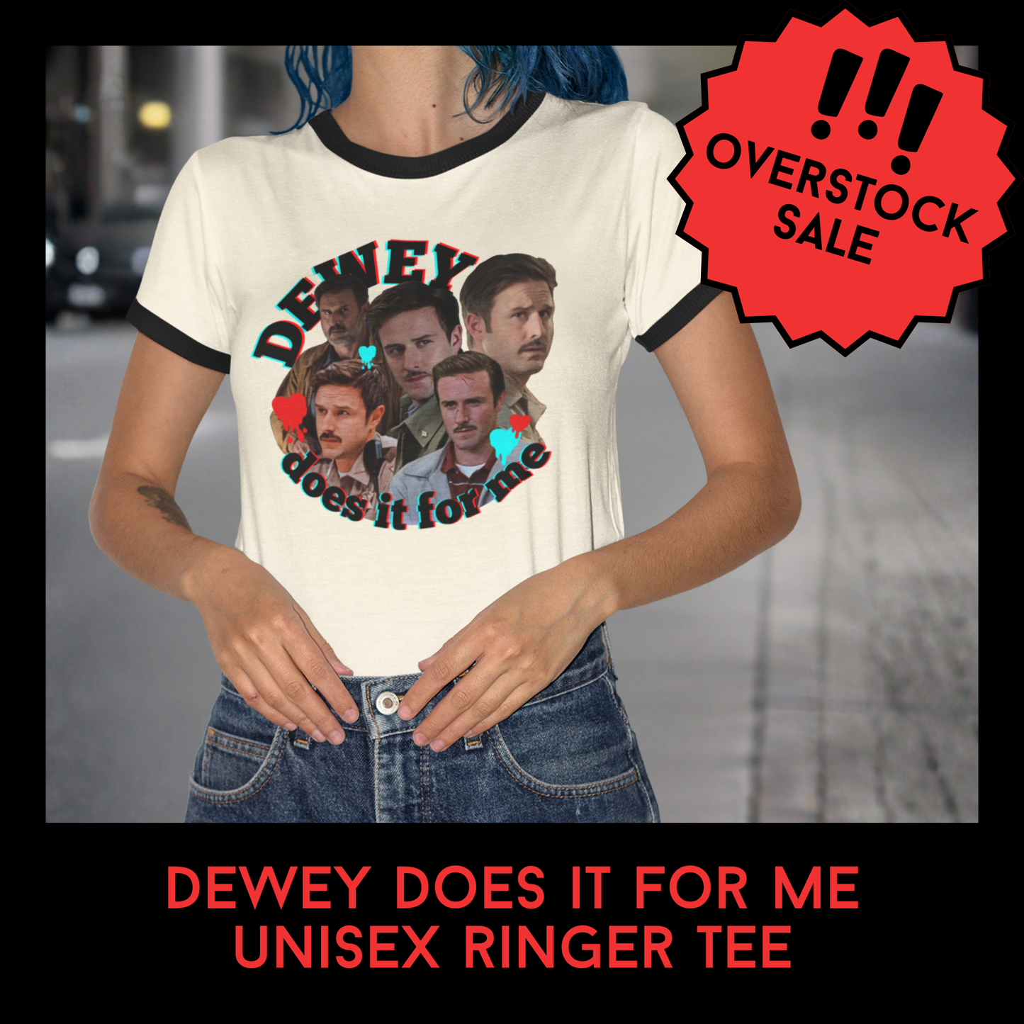 Dewey Does It For Me Unisex Ringer Tee – 90s Slasher Horror Inspired Graphic Shirt – White Black Ringer Overstock Sale $21