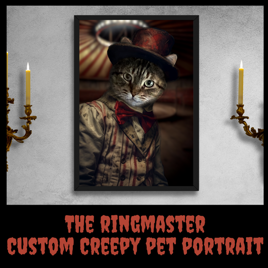 The Ringmaster Pet Custom Creepy Pet Portrait Personalized Pet portrait digital download vintage circus pet portrait gift for her