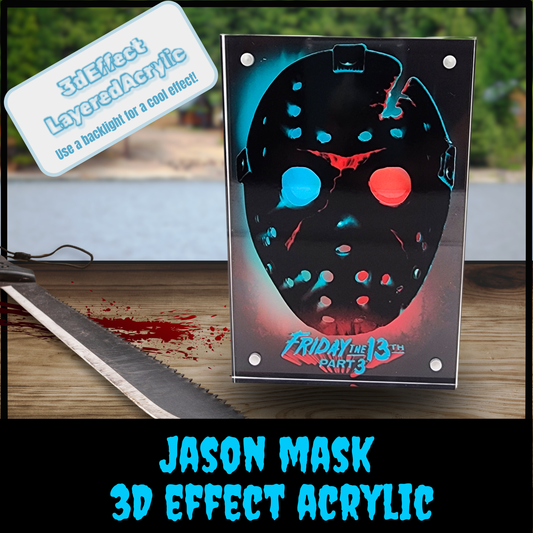 Jason Mask Part 3 | 3D Effect Layered Acrylic Horror Display | Friday the 13th Decor | Slasher Fan Gift | Handmade Jason Voorhees