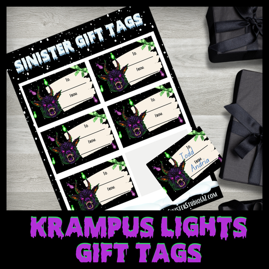 Krampus Lights Christmas Gift Tags Krampus gift Horror gift tags creepy gothic gift scary birthday gift monster gift gothic christmas creepy wrapping paper accessory