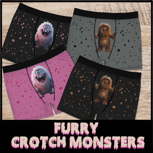 Furry Crotch Monsters funny boxer briefs gift for him bachelor party gift anniversary for him funny gag gift underwear (Copy)