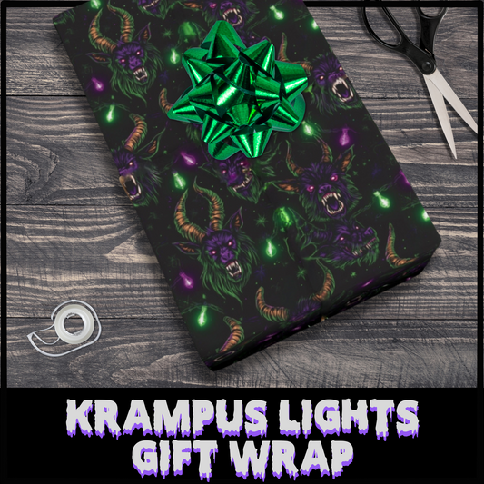 Krampus Lights Gift Wrap spooky gift Horror gift wrap creepy gothic gift wrap krampus birthday gift wrap halloween gift gothic christmas Krampus wrapping paper