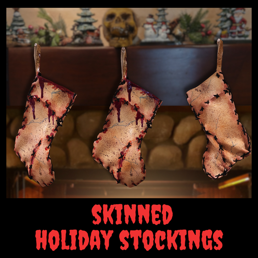 Skinned Holiday Stocking | Ed Gein Inspired Faux Leather Horror Décor | Handmade Bloody Creepmas Gift | Gothic Christmas Stocking AZ