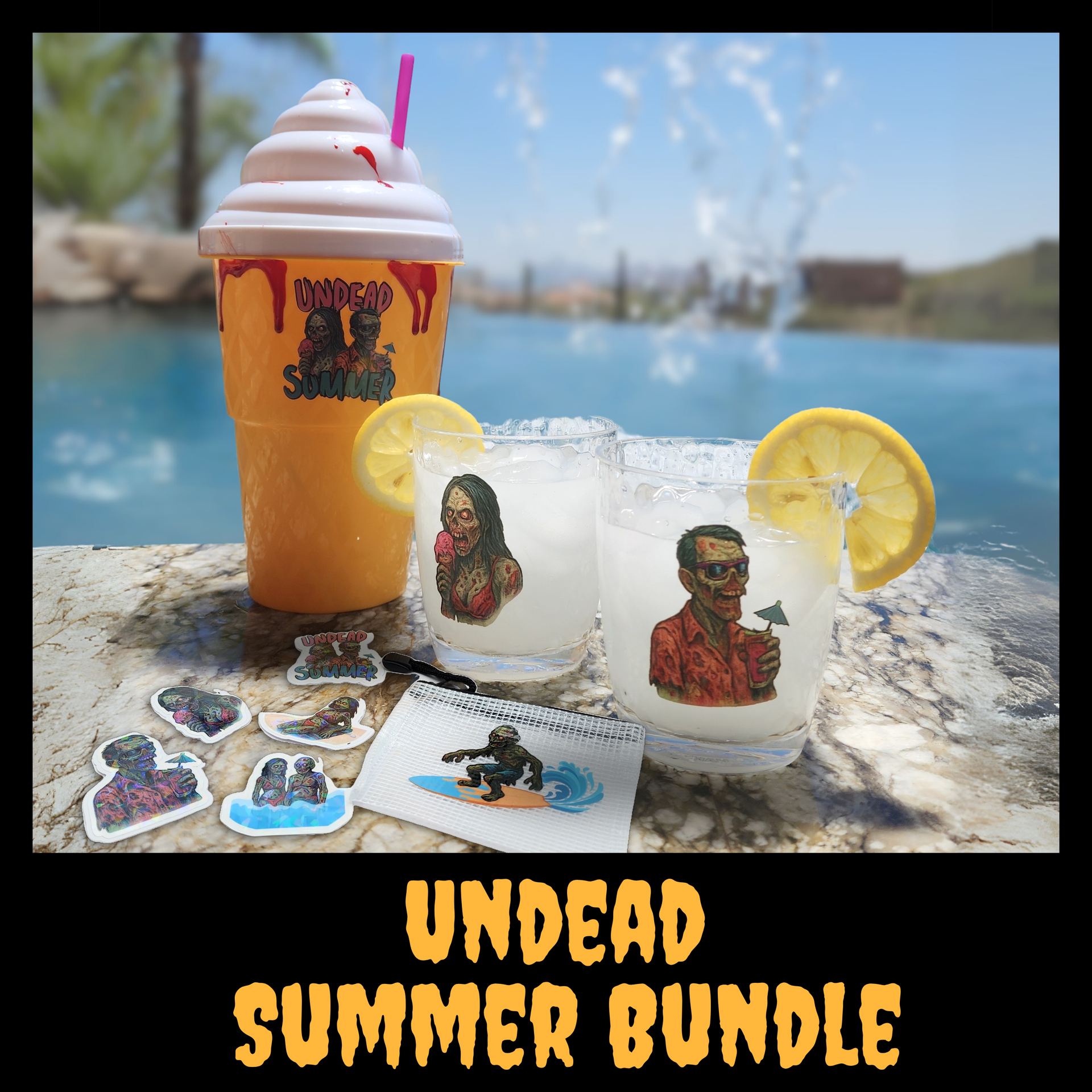 UNDEAD グッズ Undead Summer Horror Gift Bundle – 48oz Ice Cream Cup, 15oz Zombie