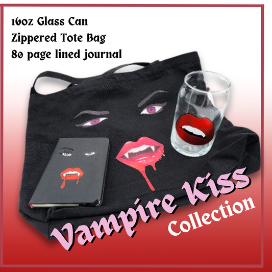 Vampire Kiss Collection vampire tote bag vampire glass can gothic valentine gift for her vampire fangs journal gothic love gift for him