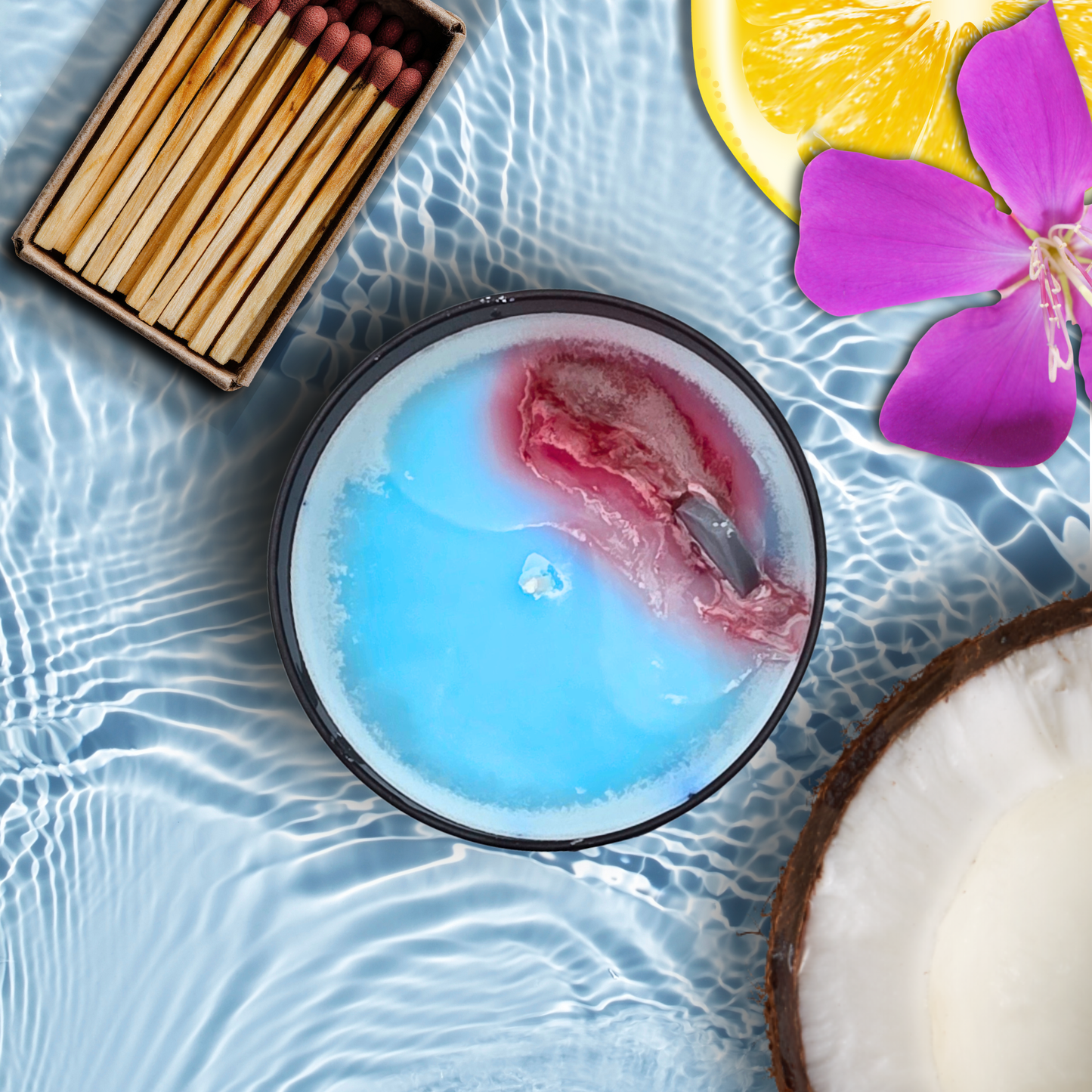 Get Out of the Water Shark Candle & Wax Melts | Horror Beach Candle | Coconut Tropical Fruit Scent | Shark Fin Wax | Sinister Studios AZ