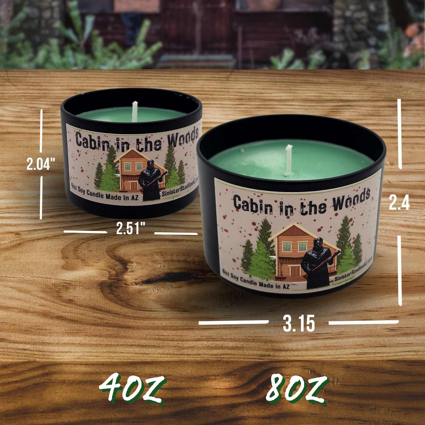 Cabin in the Woods Soy candle spooky candle gift creepy home decor gift for her birthday gift campfire candle for him pine tree scented soy candle