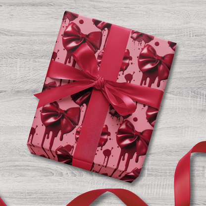 Bloody Bows Gift Wrap Horror Valentines Day wrap Pink and red gothic gift wrap birthday gift wrap gory anniversary gift wrapping paper gift