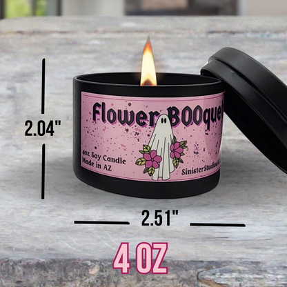 Flower BOOquet soy candle rose candle floral scented candle spooky candle gift creepy home decor gift for her valentine gift ghost candle