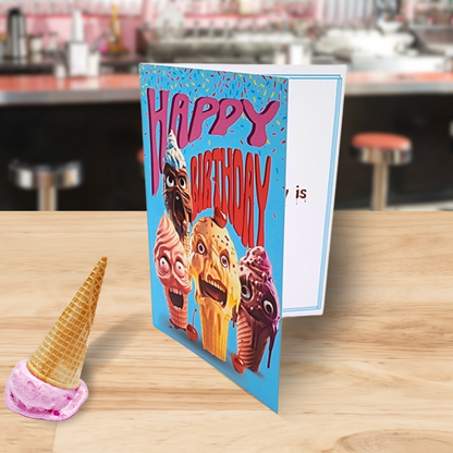 IceSCREAM birthday card creepy bday card for him scary icecream card for her Horror birthday card for her scary food art card bday gift