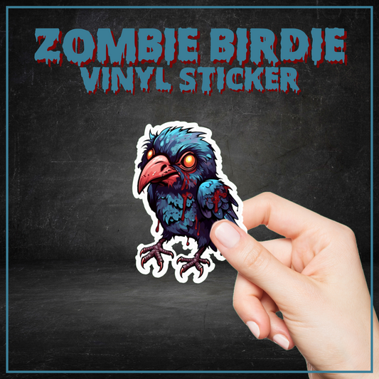 Zombie BIrdie kiss cut sticker vinyl decal animal zombie sticker party favor zombie crow sticker gift bird zombie cute zombie crow sticker horror vinyl sticker