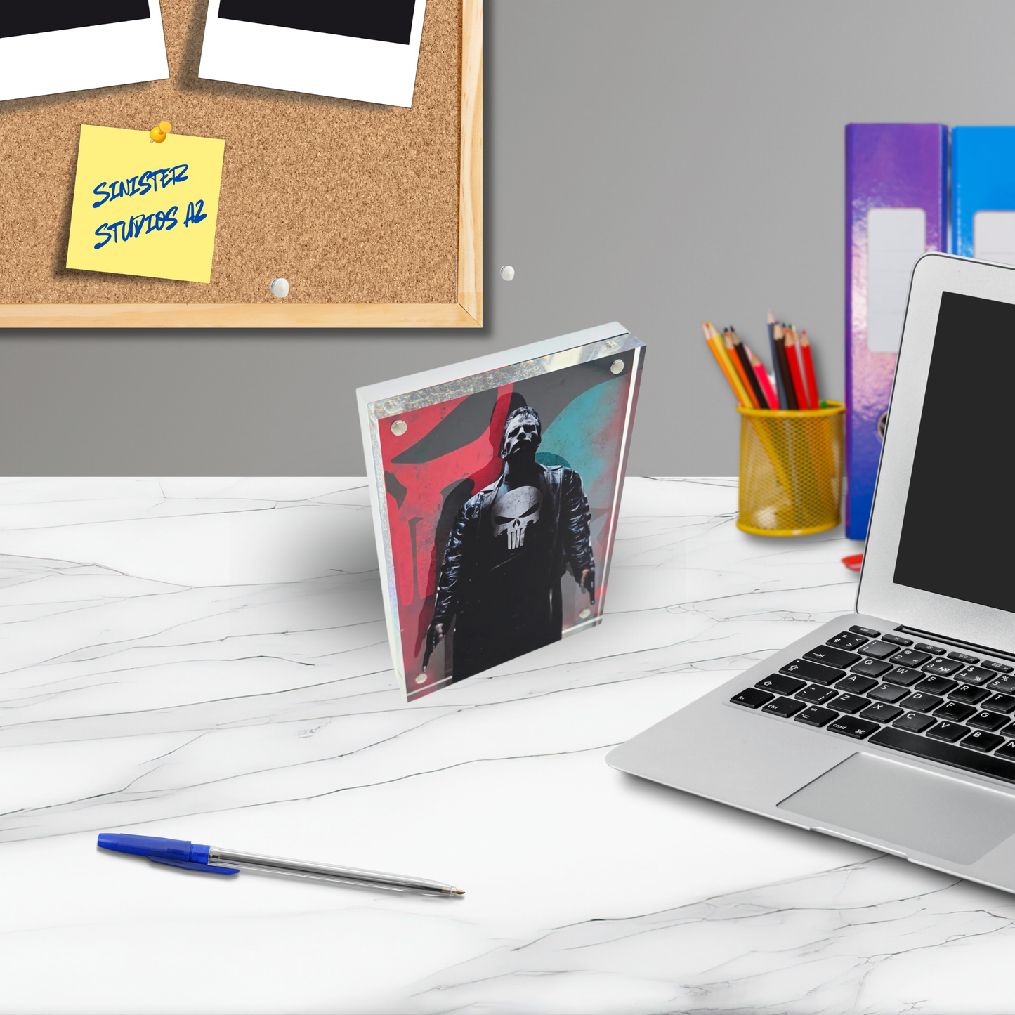 Punisher Inspired 2004 3D Effect Acrylic – Thomas Jane Vigilante Skull Layered Art Display with Optional RGB Light Base