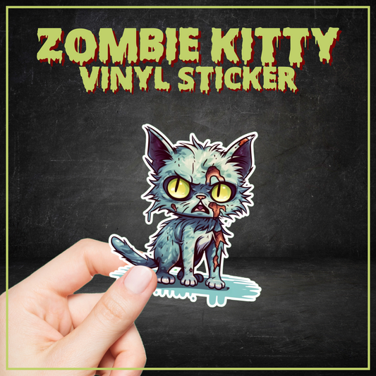 Zombie Kitty kiss cut sticker vinyl decal animal zombie sticker party favor zombie cat sticker gift bird zombie cute zombie cat sticker horror vinyl sticker