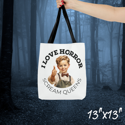 I Love Horror Scream Queens Tote Bag Horror fan gift for her Scream Queens bag gift reusable horror tote scream queens tote bday gift